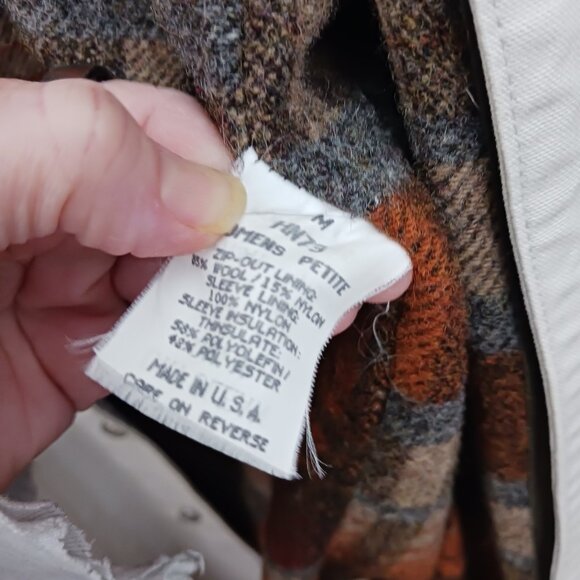 Vintage LL Bean Barn Coat Womens Petite Medium Removable Wool Lined Chore READ - Picture 9 of 12